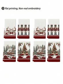 2pcs/4pcs/8pcs Christmas Tree, Christmas Cabin Pattern Kitchen Towels, Christmas Gift Box Pattern Bathroom Towels, Christmas Outdoor Party Towels, Christmas Home Decor, Christmas Kitchen Decor, Modern Style, Quick Drying, Super Soft Microfiber Material, Rectangular, 15.75IN*23.62IN/40*60CM Digital Printing Pattern, Suitable For Outdoor Party Decoration, Christmas Holiday Gifts
