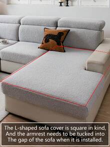 1 件纯色泰迪羊毛沙发套，弹性环绕，温暖舒适，简约时尚风格，宠物友好，防滑，可机洗，适用于 L 型沙发 1/2/3/4 座、客厅、卧室、书房 - 淺灰色 - 查看 5