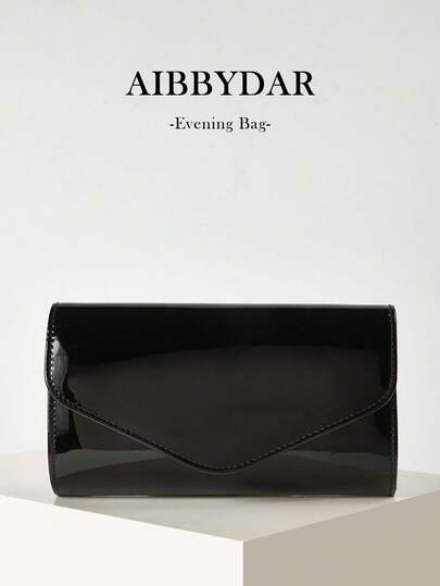 AIBBYDAR Women's Evening Bag, Black PU Faux Leather Clutch - Women's Elegant Chain Shoulder Strap Shoulder Bag, Suitable For Casual Or Formal Occasions, Evening Crossbody Bag | Modern Clutch | Magnetic Closure Pouch