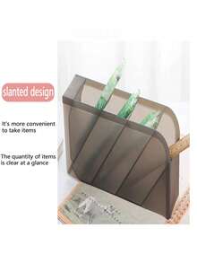 1个/2个装 4格竖式大容量笔筒：透明笔筒，倾斜式设计，适用于钢笔和马克笔等美术用品，适合学生使用，采用耐用塑料制成，可收纳彩色铅笔、马克笔等。是学校和美术工作室整理桌面的理想之选。 - 彩色 - 查看 6