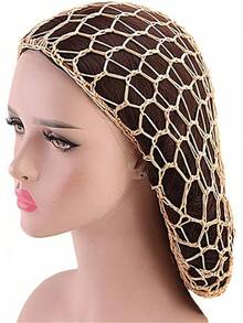Women Soft Rayon Snood Hat Hair Net Crocheted Hair Net Mix Colorshalloween - FW-12-卡其色 - 查看 6