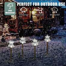 1 Confezione 4 LED Renne, Campanelle, Fiocchi di Neve, Pentagramma Luci da Percorso Natalizie Impermeabili Alimentate a Energia Solare Lampada da Paesaggio Adatta per Casa, Giardino, Patio, Passaggio, Vialetto, Prato, Decorazione Natalizia per Feste all'Aperto