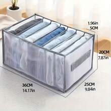 7-Drawer Clear Closet Organizer With Handles - Washable Nylon Fabric Storage Bins For Jeans, T-Shirts, Clothes | Foldable Shelves, Space-Saving Design For Wardrobe & Closet Organization, Clothes Organizer Storage, Durable Fabric Bins, Home Organization, Compact Storage, Easy To Clean, Busy Professionals - Grey - View 6