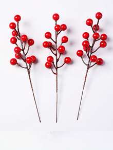 20 Stück künstliche rote Beeren Weihnachtsdekoration - glänzende Plastikbeeren, ohne Federn, ohne Draht nötig, leuchtende Farbe für Innen-/Außenweihnachtsbaum & Heimdekoration, Weihnachtsparty Dekorationen, festliche Heimakzente, natürlichelanganhaltend langlebiges Dekorationselement, realistische Textur, leichte Ornamente, saisonale Dekorateure - Rot - Übersicht 8