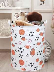1个可折叠洗衣篮，防水脏衣篮，足球图案豹纹布艺收纳箱，适用于娃娃收藏、大学宿舍、男孩女孩卧室、浴室收纳、儿童玩具收纳，家居装饰 - 彩色 - 查看 10