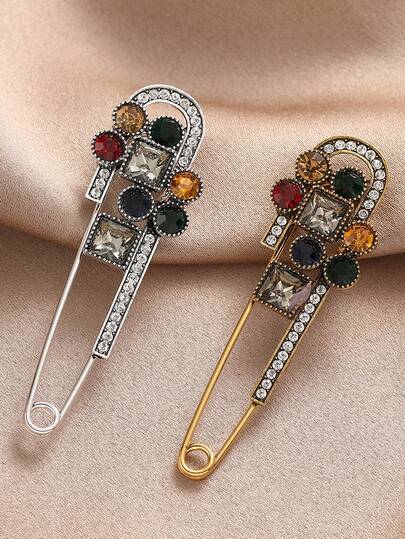 1pc Vintage Luxury Large Brooch, Creative Personalized Design, Jeans/Skirt/Pants Waist Cincher Clothes Pin