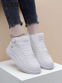 SCKMEU 2025 New Arrival Women's Warm Thermal Lined High-Top Casual Sneakers With Hidden Wedge Heel, Versatile & Comfortable For Winter