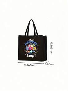 Túi vải lanh thời trang & Túi đựng mỹ phẩm - Sức chứa lớn, In họa tiết "Đêm Bingo" thời trang, Phù hợp để đi làm, đi học hoặc mua sắm, In chủ đề Chị em, Đồng nghiệp, Bạn bè Túi tote lớn - Sức chứa lớn Túi quà mở, Túi tote thời trang dành cho nữ có túi đựng mỹ phẩm, Lớp lót vải bền, Đã giặt, Cạnh chống dầu, (Hướng của dây túi nhỏ là ngẫu nhiên) - màu đen - Xem 11