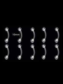 10 قطع من حلقات الاختراق الشفافة من البيوفليكس لأنف وبطن وحاجز الأنف والحاجب والشفة والغضروف والأذن الخرطومية، حلقات اختراق بلاستيكية للعمل والمدرسة