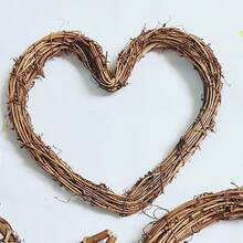 1pc Rustic Wood Grain DIY Rattan Wreath,Wreath Ring,Wreath Making Kit,Wreath Base,Wreaths To Decorate- Available In Five-Pointed Star, Heart, Moon & Ring Shapes, With Artificial Flower/ Vine Branch Options. Suitable For Ramadan, Christmas, Thanksgiving, Weddings, Birthdays & Home Wall Hanging Decorations (Includes Wooden Vine Hoop For DIY). - Multicolor - View 3