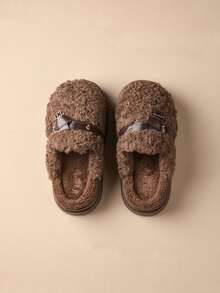 Chinelos Térmicos Confortáveis para Mulheres, Sola Grossa, Antiderrapante, Forro Térmico Quente, Adequado para Outono/Inverno