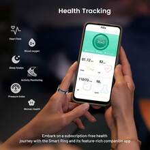 智能戒指，男女通用健身追踪器，血氧监测，血压监测，睡眠监测，计步，兼容和安卓系统，无需订阅费 - 黑色 - 查看 6