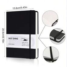 1入組帶鬆緊帶素色筆記本適合學生簡單便攜式日記筆記本辦公室 - 黑色 - 查看 4