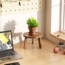 1pc DIY Handmade Apricot & Brown Bamboo Planter Pot Holder Indoor Flower Stand