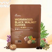 VivoNu Ai Cao Hei Walnut Lilac Capsules, 6600mg Clean, Healthy, And Human Intestinal Protective Supplement, 18 In 1 Herbal Mix, Contains 240 Soft Capsules Of Pumpkin Seeds, Garlic, Oriole, Berberine, Cinnamon, And More - 1袋 - 查看 1