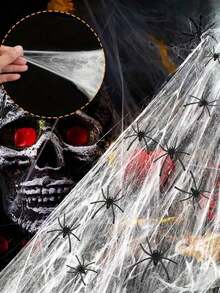 Halloween Dekorationen künstliches Spinnennetz super dehnbar Spinnweben mit falschen Spinnen gruselige Party Szene Deko Horror Haus Requisiten