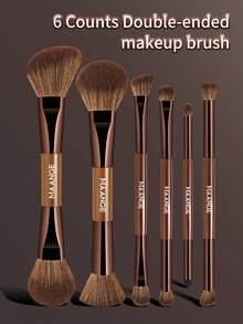 MAANGE 6/10/14pcs Soft Natural Synthetic Makeup Brush Set, Includes Face Brush, Powder Brush, Blush Brush, Concealer Brush, Contour Brush, Nose Brush, Highlighter Brush, Foundation Brush, Detail Brush, 2-In-1 Portable Multifunctional Makeup Brushes, Suitable For Home Or Travel, Essential For Makeup, Great Gift - Brown - View 13