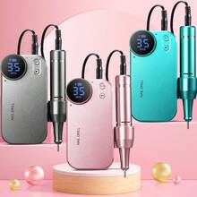 duofu Máy tẩy sơn móng tay nhanh 35000 vòng/phút, pin dùng lâu 10 giờ, dùng tại nhà, dùng trong cửa hàng, dùng khi đi du lịch, màu hồng - Hồng - Xem 2