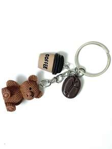 1pc Adorable Bear Coffee Charm Keychain - Resin Cute Birthday Gift & Coffee Lover Party Favor,Ideal For Accessorizing Purses, Decorating Notebooks, Or Gifting As Party Favors!-Cute Kawaii Bear & Coffee Themed Resin Charm Keychain- Cute Bear Coffee Resin Keychain - Minimalist Accessory For DIY Daily Bag Styling-Adorable DIY Accessory For Craft Projects & Gifts