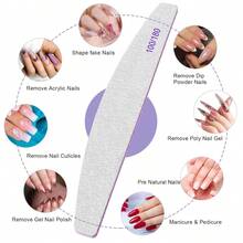 Canvalite 10 PCS Nail File Professional Nail Files Reusable Double Sided Emery Board(100/180 Grit) Nail Styling Tools For Home And Salon Use Christmas Gifts For Women - Nửa vầng trăng - Xem 4