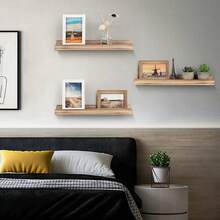 2/3 Stück Rustikale Wandregal aus Massivholz – Freistehendes Design ohne sichtbare Halterungen, Naturholzoptik für Wohnzimmer, Schlafzimmer, Badezimmer, Büro – Bilderrahmen-Display, Gewürzregal, Hängeregal, Badezimmer Organizer Regal, Pflanzenaufbewahrung, Vintage Regal, hochwertige Handwerkskunst - Braun - Übersicht 6