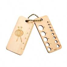 2,0 mm-10 mm Règle de jauge de tricot en bois, calibre d'aiguille, outil de mesure de tricot et crochet, modèle d'accessoires de couture - Multicolore - Voir 8