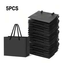 10 túi giấy Kraft đen có quai xách, túi quà màu đen, túi quà màu trơn, túi mua sắm nhỏ gọn di động cho cửa hàng thời trang, túi quà tặng tiệc cưới, tiệc mừng em bé, tiệc sinh nhật, túi quà, túi phù dâu, túi tốt nghiệp Ngày của Mẹ - Nhiều màu - Xem 6