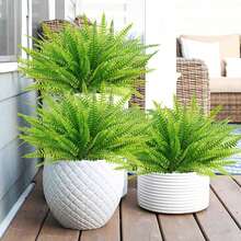 8/12/6 株人造波士顿蕨植物，抗紫外线绿化灌木，DIY 装饰，适用于家庭、办公室、花园、室内和室外 - 綠色 - 查看 7