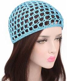 Women Soft Rayon Snood Hat Hair Net Crocheted Hair Net Mix Colorshalloween - 庫菲咖啡-2件 - 查看 7