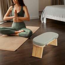 Kangten Meditation Bench, Foldable& Ergonomic Meditation Stool, Foldable Kneeling Meditation Bench CNCEST Meditation Bench, Foldable& Ergonomic Meditation Stool, Wooden Meditation Stool With Cushion Used As A Yoga Bench, Prayer Bench (Green) A Nice Gift - 木色+綠色 - 查看 2