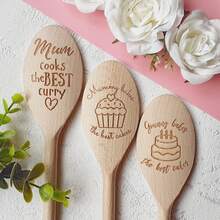 Grandma, Nana, Nanny, Granny, Gran, Mum, Dad, Bakes The Best Cakes Personalised Wooden Spoons, Cake Baking, Birthday Gift, Present Cooking - Multicolor - View 7