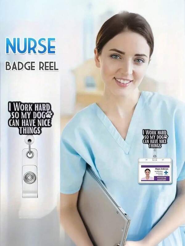 1pc Interesting Words - Working Hard Telescopic Badge Clip -DIY Fashion Identity Small Object, Metal Clip, Easy To Hang Forensics, Is A Practical Small Object For Office Places, Exhibitions, Schools, Hospitals, Office Workers To Highlight Their Personalized Badge Reels Self-Assembly, Id Badge Holder Very Suitable For Doctors, Nurses And Teachers Office Staff Volunteer Fall Badge Reel