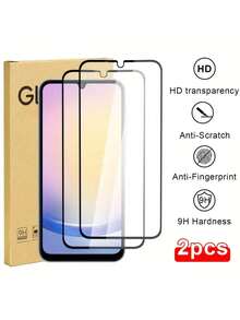 2片装3D曲面9H硬度防水钢化玻璃屏幕保护膜，适用于A35/A36/A56/A06/A16 5G/A55/S23FE/A52/A53/A54/A13/A23/A34/A14/A15/S24 FE，生日/家人/朋友礼物，手机屏幕保护膜，手机配件，防震，防刮，防指纹 - 無色 - 查看 10