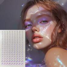 162 件 Y2K 3/4/5/6 毫米面部宝石和泪珠贴纸，带有彩色贝壳泪珠水钻设计，适合节日、美甲、缝纫、拉丁舞、婚礼装饰、音乐活动、电子舞会照片道具、完美的情人节派对造型、单身派对、万圣节派对 - 無色 - 查看 24