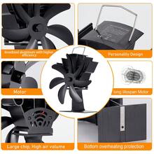 7-Blade Furnace Fan Thermal Fireplace Fan Standing No Electricity Wireless Low-Noise Wood Burner Aluminum Alloy Fan - 10.5x6.6x19.5cm - View 9