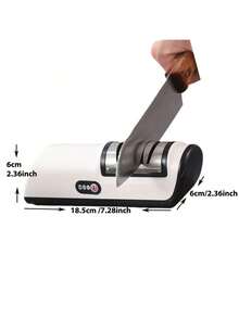 专业 USB 充电式电动磨刀器，2 级磨刀器，带金刚石磨料，适用于 20 度直刃，厨房刀具磨刀器，具有磨刀和抛光功能，适用于多种直刃刀（厨师刀、切片刀、三德刀、削皮刀等）、小折刀、陶瓷刀等 - 白色 - 查看 10