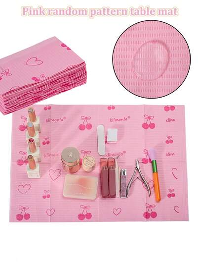 klimonla 125 piezas Toallas de mesa impermeables para arte de uñas Papel desechable de 3 capas plegable Alfombrilla de mesa para arte de uñas Almohadilla impermeable para práctica de manicura en salón