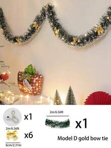 2m/6.5ft Christmas Wreath String Lights, DIY Christmas Decorative, Christmas Decorative Lights,With 20 LED Lights And 6 Bows And 6 Christmas Ball For Home, Garden,Bedroom, Party, Indoor/Outdoor Decoration Home Decor Christmas Decorations Room Decor