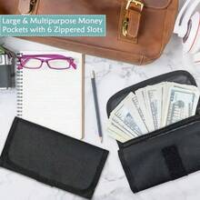 6 Cash Storage Boxes With Zipper Pockets, Cash Ticket Storage Box, Envelope Wallet Purse For Budget, Receipts, Cash And Other Storage, Perfect Valentine's Day, Father's Day, Mother's Day Gift - màu đen - Xem 5
