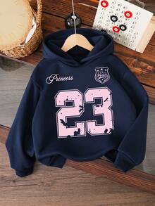 Young Girl Numeric Pattern Warm Sweatshirt - Royal Blue - View 1