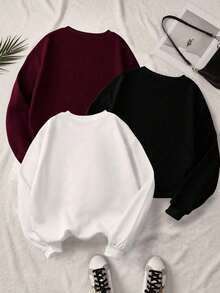 Casual Women's Round Neck Long Sleeve Pullover Sweatshirt With Los Angeles California Print - 黑色 - 查看 6