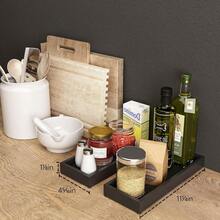 Bathroom Vanity Tray Black Decorative Tray For Counter 11.2"X 4.3" Small Wood Sink Soap Tray Holder For Kitchen Drer Countertop Decor Rec Wooden Organizer Black