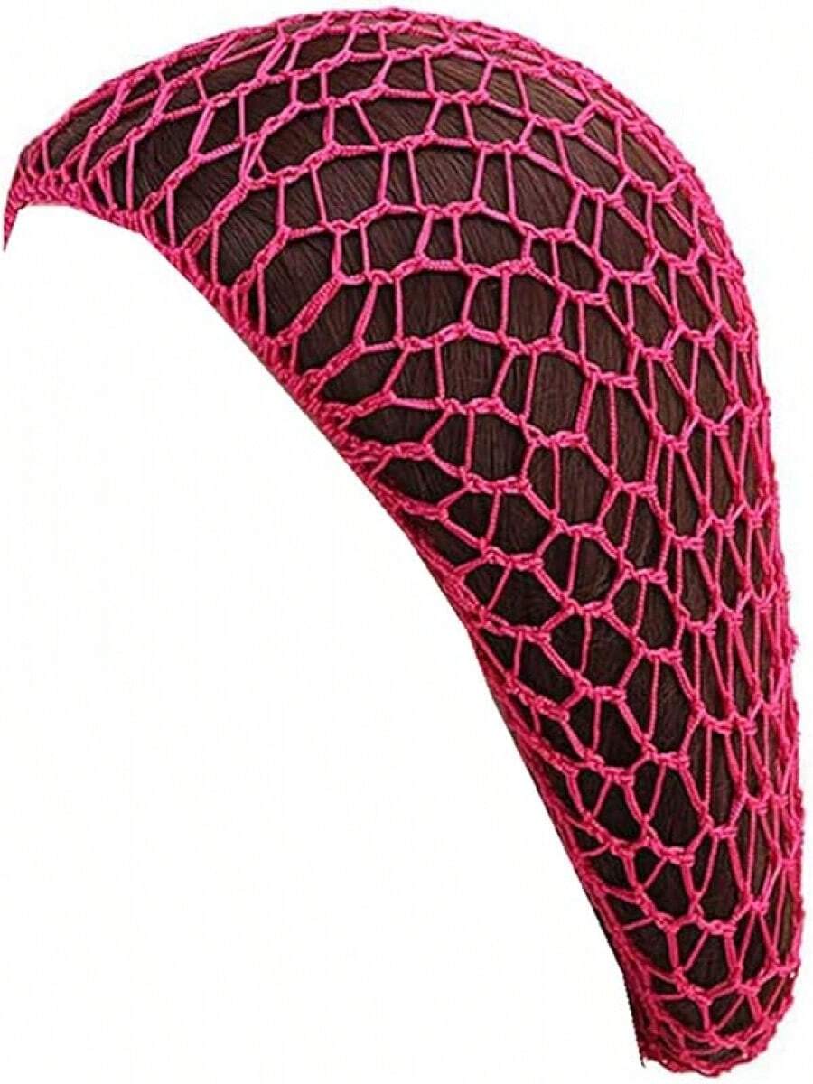 Women Soft Rayon Snood Hat Hair Net Crocheted Hair Net Mix Colorshalloween - Fw-12-玫瑰 - 查看 1