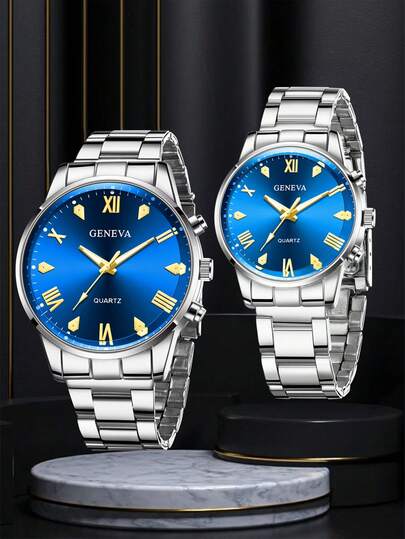 مجموعة ساعتين فاخرة للزوجين بتصميم بسيط وكوارتز، مناسبة للاستخدام اليومي أو كهدية للمناسبات