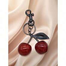 1pc Fashion Cherry Shaped Luxury Key Chain Keyring With Glitter Crystal Fruit Pendant For Women Valentine's Day Car Accessories Bag Charm School Fruit Cute Goth Y2k