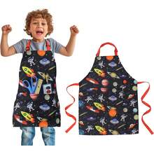 Delantal para niños – Dos bolsillos – chef, cocina, jardín, artista, pintura, limpieza, horneado, cerámica – regalo para niños y niñas - Copas - Ver 9