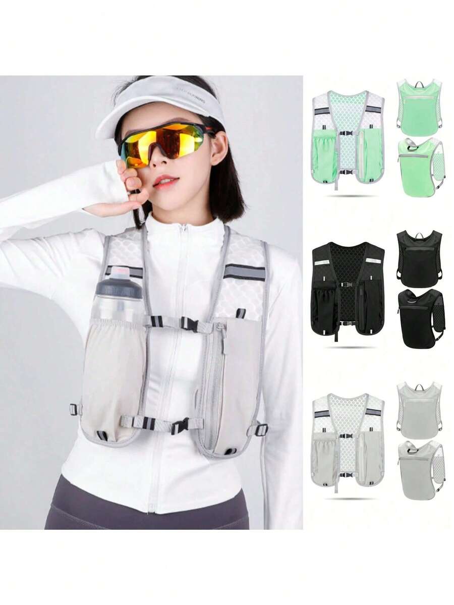 Nacht Laufen Reflektierende Weste Rucksack, Atmungsaktive Fahrrad Sport Wasserflasche Handytasche, Multifunktionaler Wandern Lässig Kleiner Rucksack, Leichtes Wasserdichtes Trail Running Ausrüstung, Weihnachten