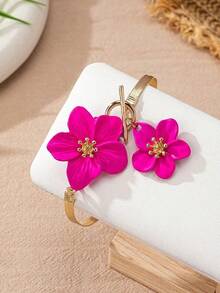 1pc Fashionable White Floral Spray Painting Elegant Simple Anklet For Women, Suitable For Party & Holiday - Hồng - Xem 4