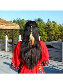 1 pieza Pinza/pasador de pelo con pluma larga, accesorio de pelo con pluma, joyería, pinzas de garra, ganchos para el cabello, pinzas para el cabello, pasador de pelo, barretas para el cabello