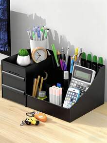 1pc Large Capacity Makeup Organizer With Drawers - Ideal For Vanity, Bathroom Countertop & Desk - Elegant Storage For Brushes, Eyeshadow, Lotions, Lipsticks & Nail Polish